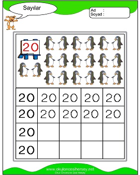 okul öncesi 2 sayısı çizgi çalışması